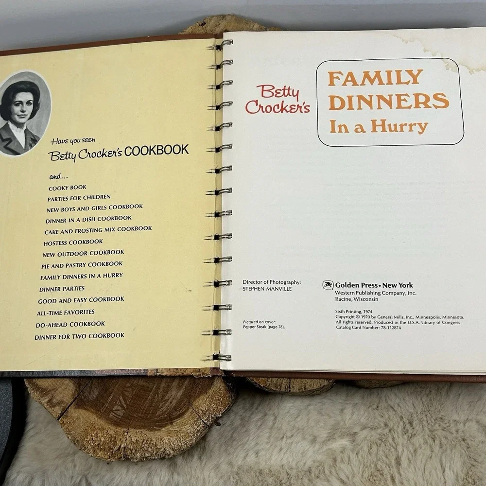VINTAGE BETTY‎ CROCKER'S FAMILY DINNERS IN A HURRY COOKBOOK 1970
